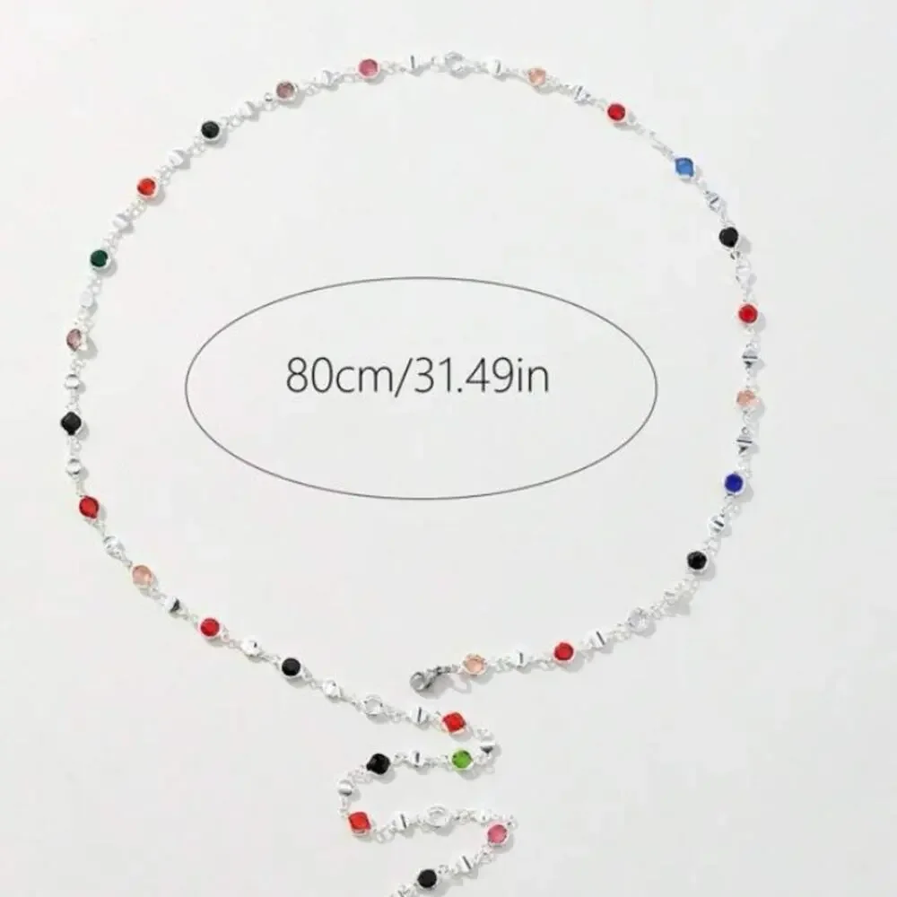 Y Lariat Sterling Silver Zircon Multicolor Necklace - Picture 7 of 7